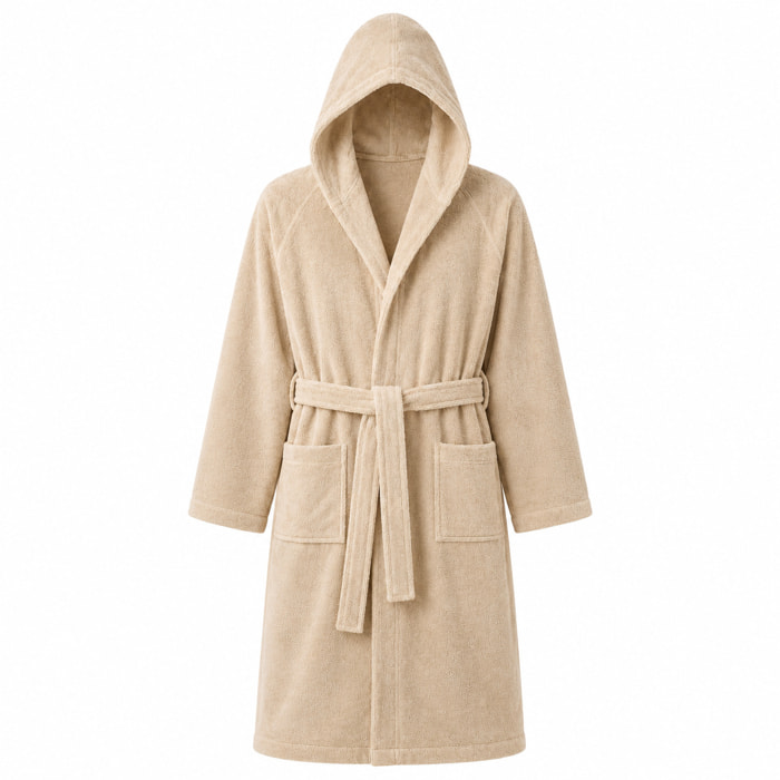 BASSETTI Accappatoio in spugna con cappuccio Beige