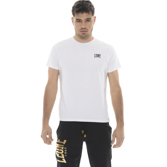T-shirt in cotone elasticizzato a manica corta con logo Leone 1947 Gold