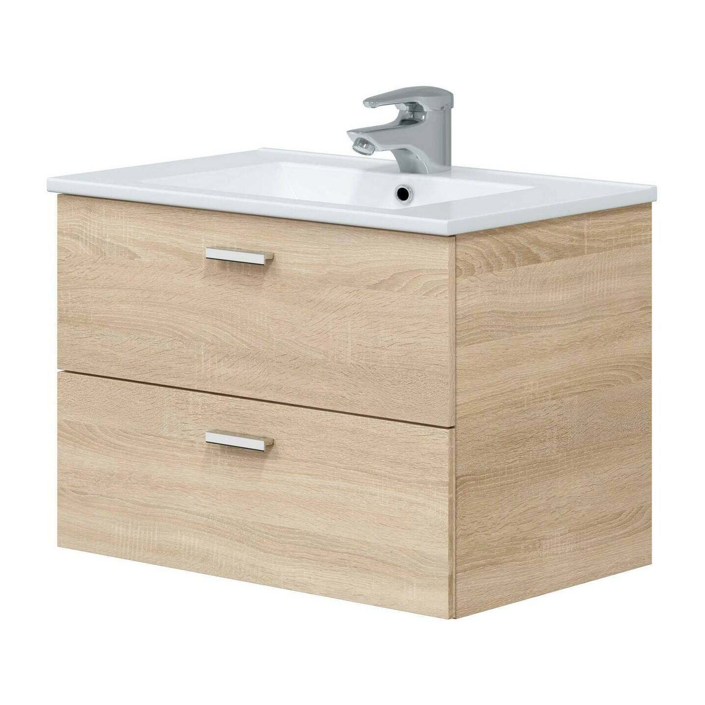 Mobile sottolavabo Tico, Mobiletto da bagno, Contenitore porta lavabo, Armadio per lavandino, 70x45 h50 cm, Rovere