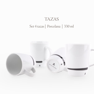 Set de 4 tazas calavera de 330ml en porcelana blanca scalpers home