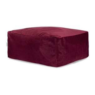Pouf amovible en velours CORSO 50x50x25 cm vin