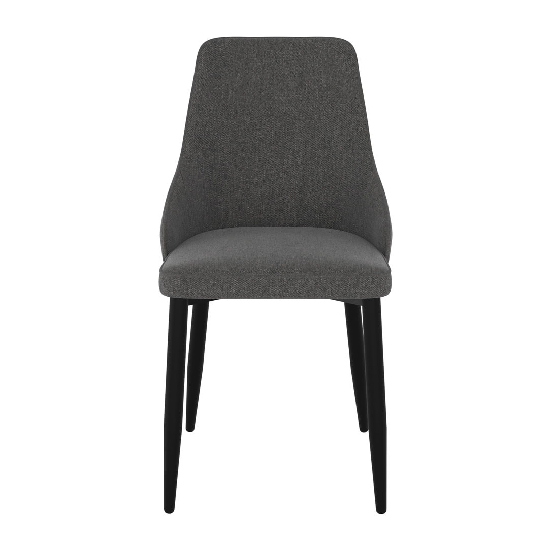Lot de 2 chaises en tissu gris foncé et pieds en métal - Pipo