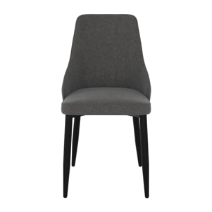 Lot de 2 chaises en tissu gris foncé et pieds en métal - Pipo