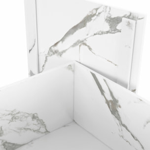 Table basse carrée effet marbre avec rangement 60cm