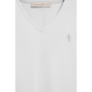 Camiseta blanca de escote en pico y bordado Rigby Best