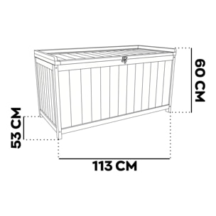Cubo - Baule Contenitore da Esterno 113x60x53 cm in Legno di Abete con Chiusura a Lucchetto teak