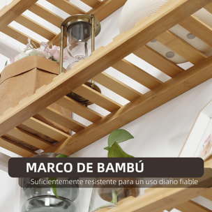 Estantería de Pared de Bambú Balda de Pared de 3 Niveles Estante Flotante para Salón Dormitorio Cocina Baño 60x15x54 cm Natural y Blanco