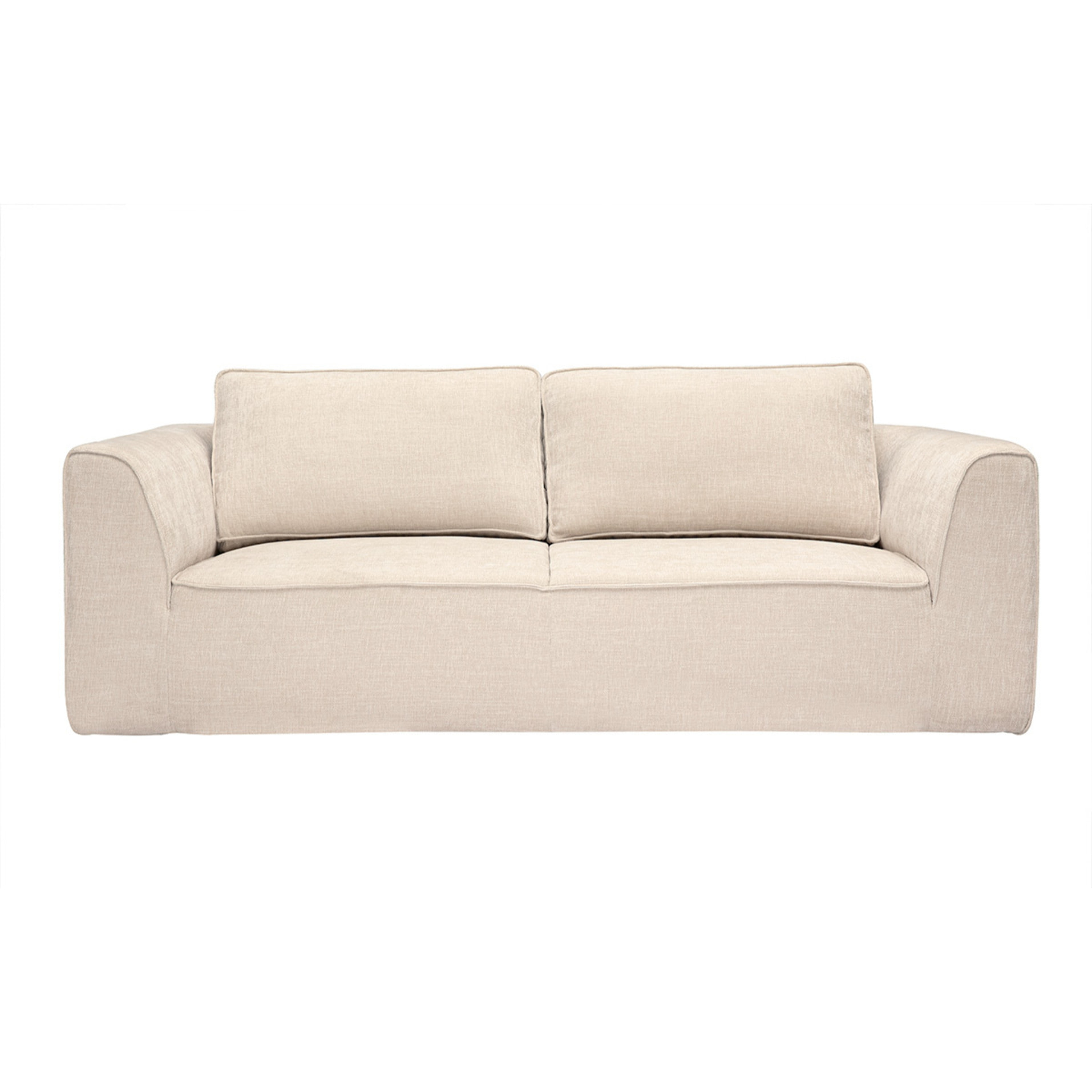 Canapé design en tissu effet velours texturé beige 3 places GRAMMY