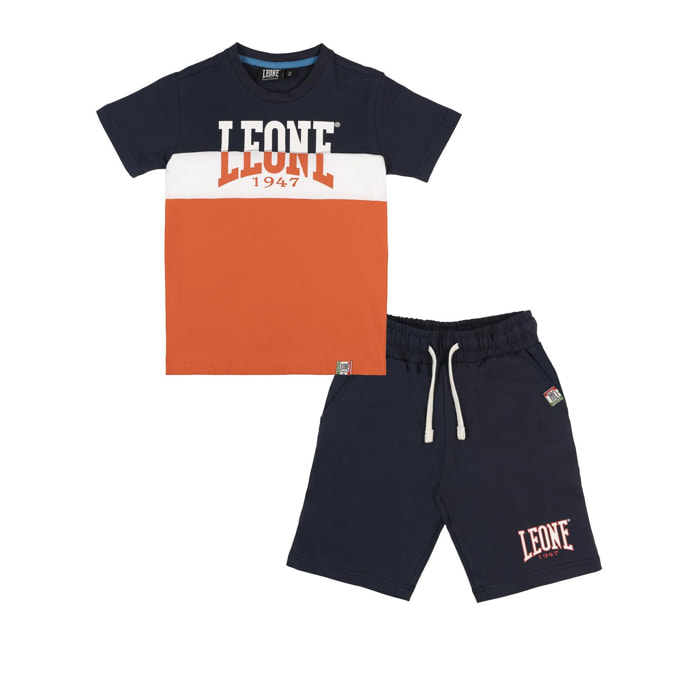 Set da bambino con t-shirt e pantaloncini in cotone Leone New Basic