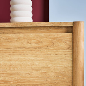 Meuble TV décor bois 2 portes 1 tiroir 140cm naturel - 140 x 42 x 55 cm - Harmony