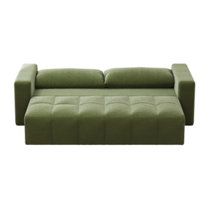 MIDLAND Canapé convertible 3 places avec coffre en bouclette vert