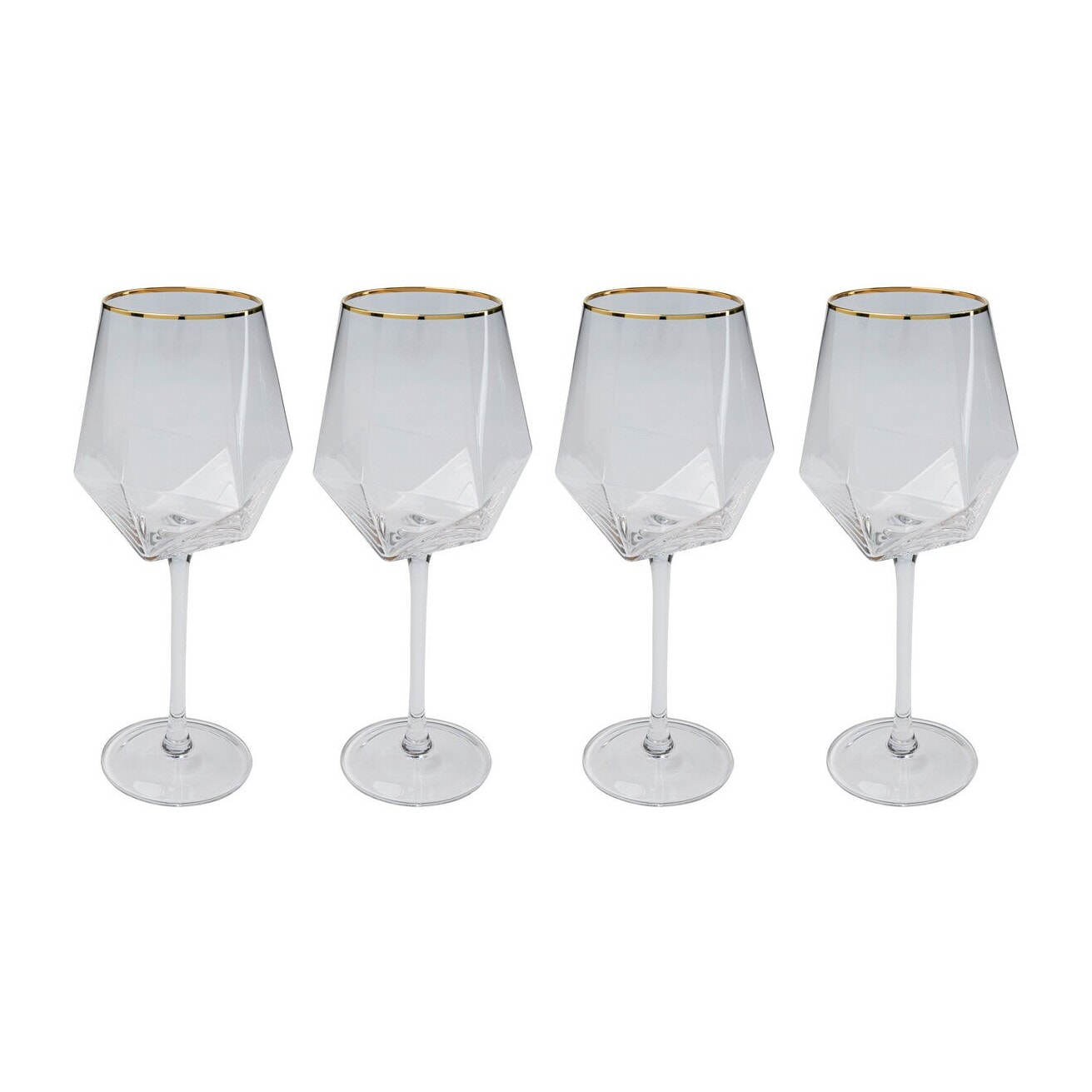 Verres à vin Diamond dorés set de 4 Kare Design