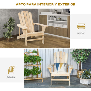 Silla Adirondack de Madera Silla de Jardín con Asiento Extra Ancho Carga 150 kg para Patio Terraza Balcón 78x89x88 cm Natural
