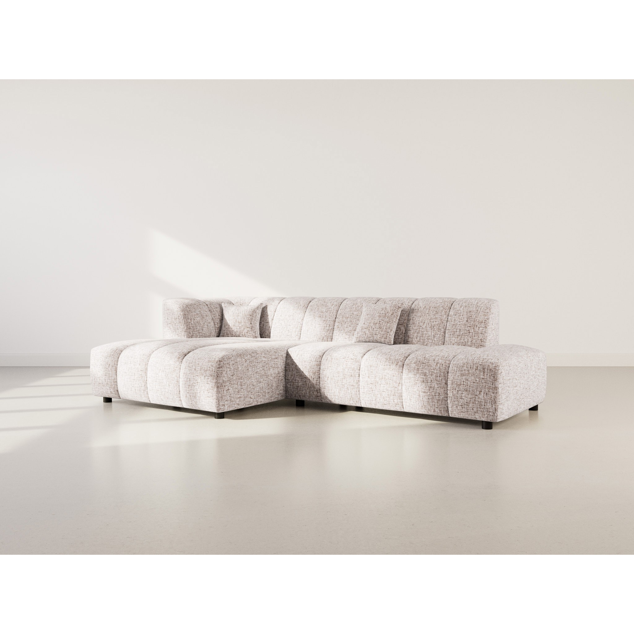 Curtis - canapé d'angle gauche 4 places sans accoudoir en tissu texturé - Taupe