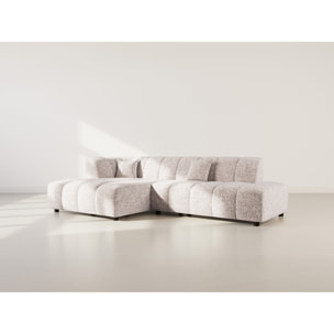 Curtis - canapé d'angle gauche 4 places sans accoudoir en tissu texturé - Taupe