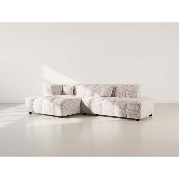 Curtis - canapé d'angle gauche 4 places sans accoudoir en tissu texturé - Taupe