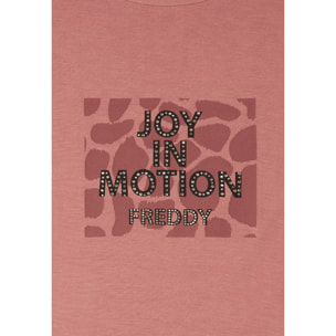 T-shirt cropped senza maniche in jersey viscosa con grafica