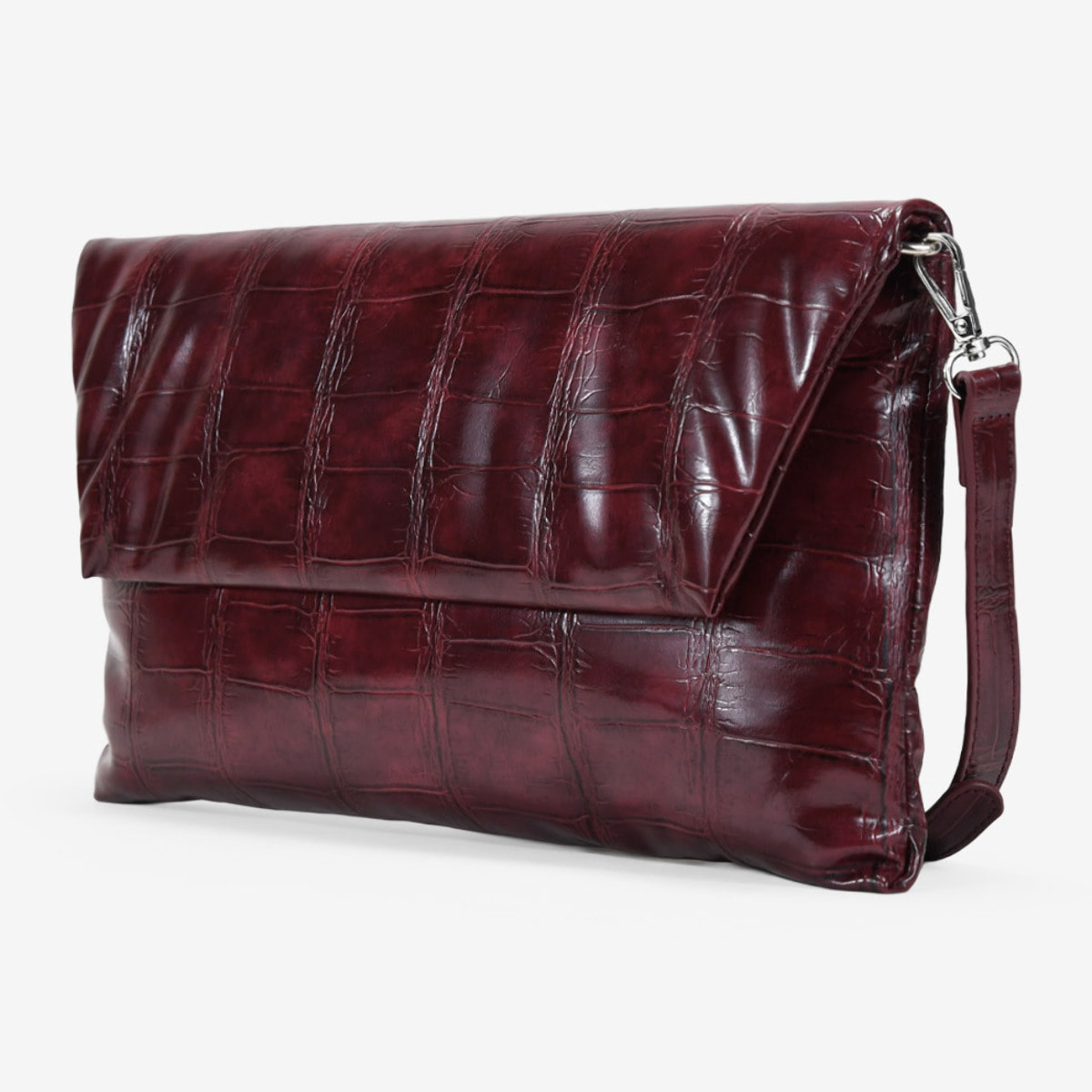 Bolso de mano burdeos efecto cocodrilo