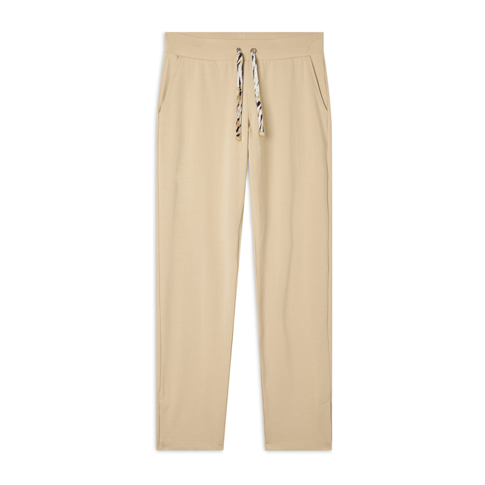 Pantaloni regular con spacchi e coulisse animalier