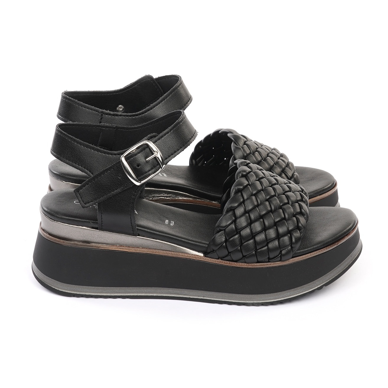 SANDALO ZEPPA TRECCIA NERO