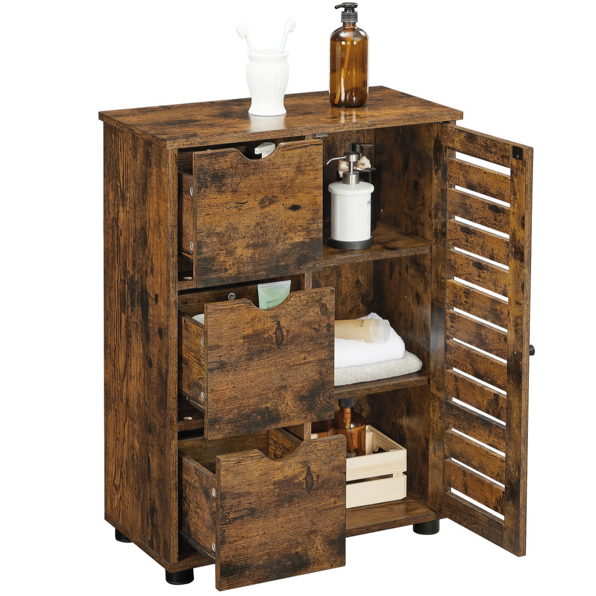 Mobiletto Bagno Oskar in Legno Rovere Rustico