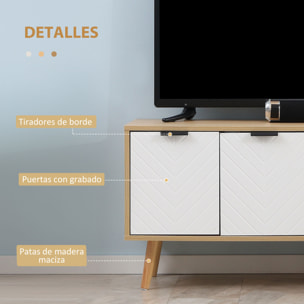 Mueble para TV Moderno Mesa para TV de Salón con 2 Puertas y 2 Estantes de Almacenaje para Televisores de hasta 46" para Dormitorio 110x39x48,8 cm Natural y Blanco