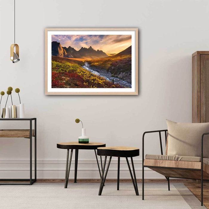 Affiche paysage moutain paradise Affiche + cadre en bois - Chêne