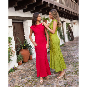 Vestido midi jacquard sin mangas