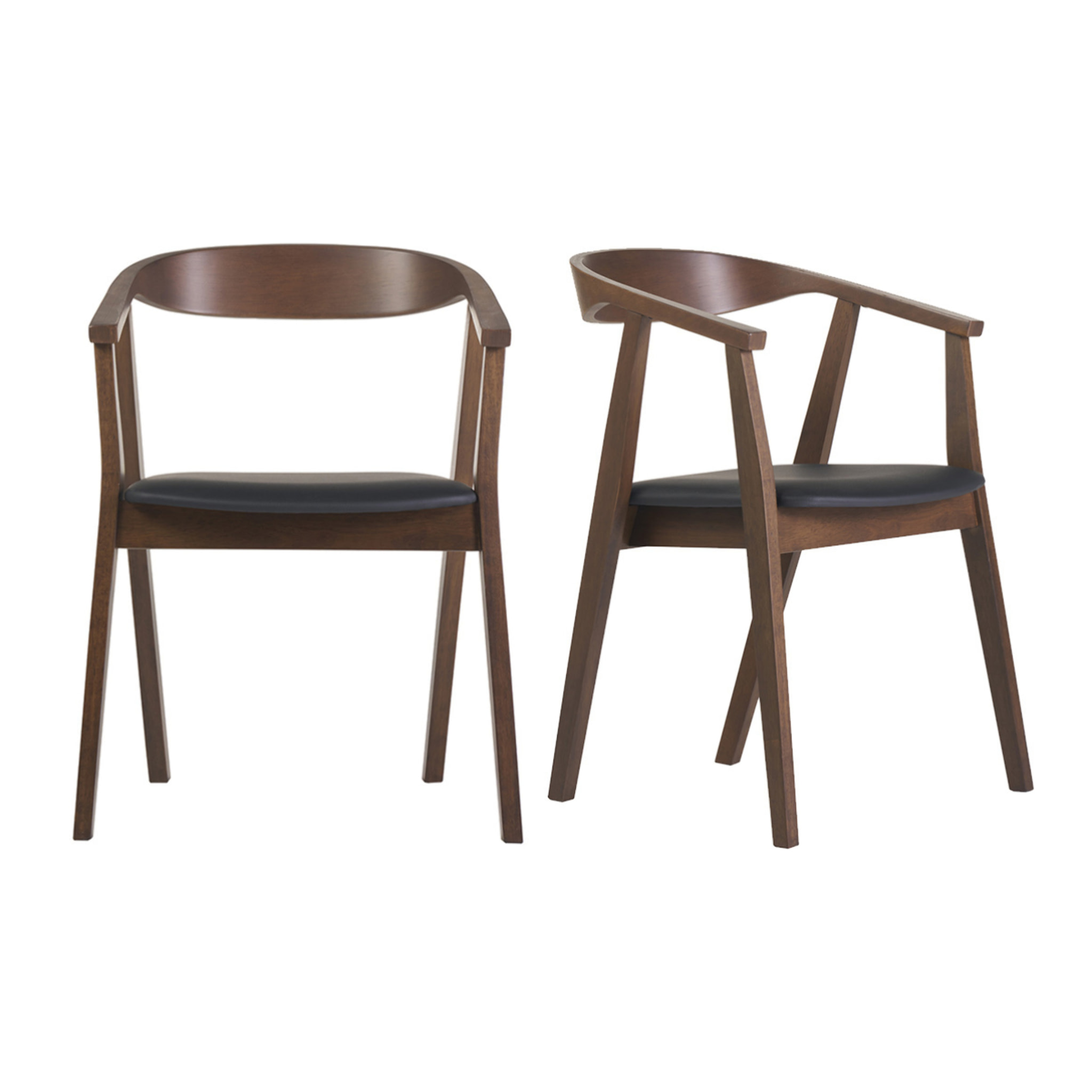Chaises scandinaves design noir et bois foncé (lot de 2) BAHIA