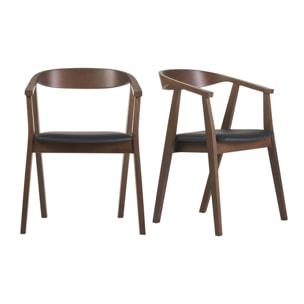 Chaises scandinaves design noir et bois foncé (lot de 2) BAHIA