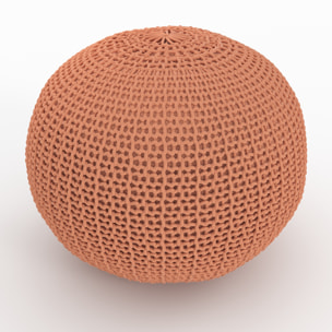 Pouf tricot rond rose poudré D40 cm - Elisa
