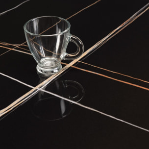 ICARE - Ensemble n°2: table bistrot D70cm en céramique marbré noir