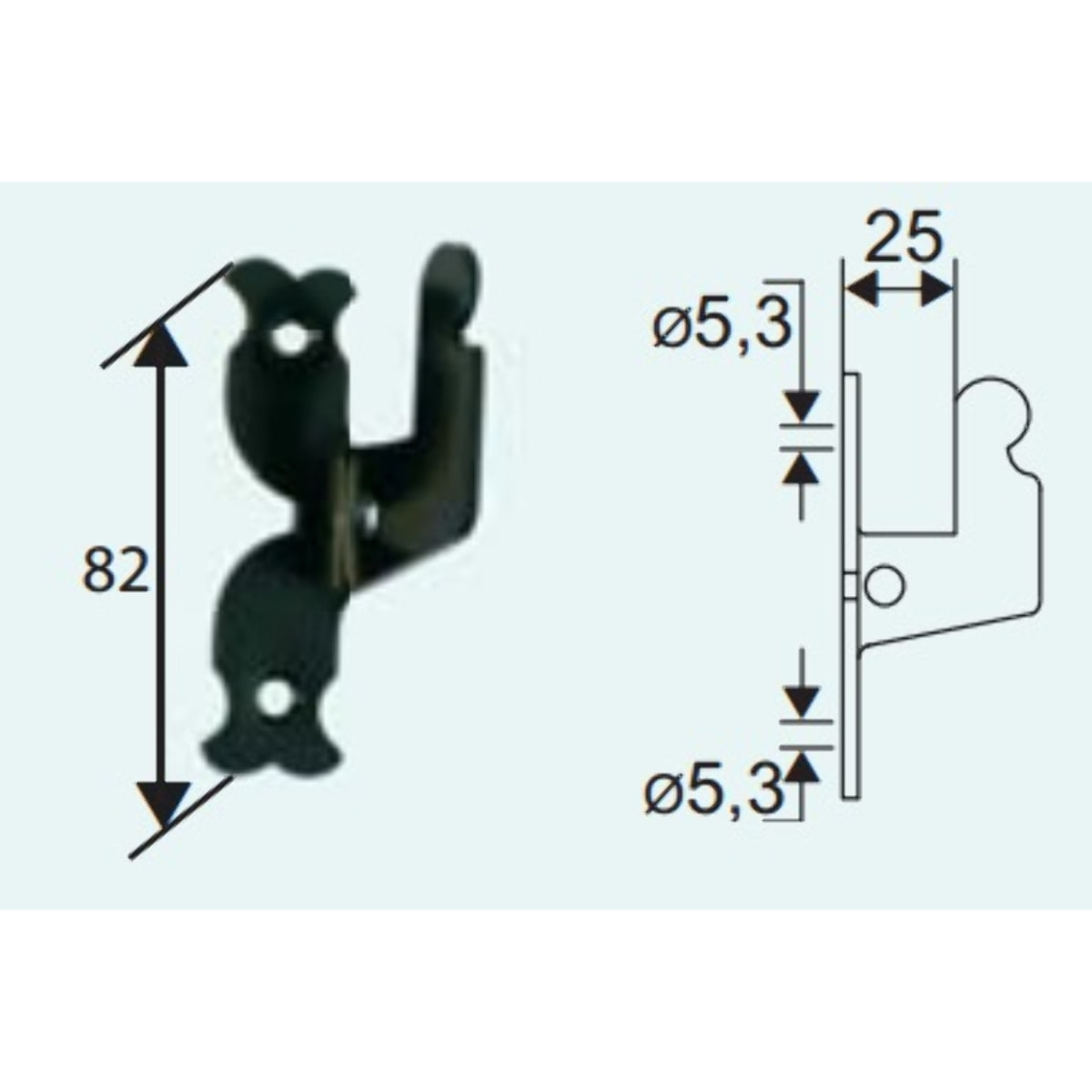 Support rustique TORBEL cataphorèse noir pour espagnolette - 752254