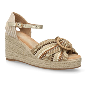 Sandalia cuña esparto lazo mujer