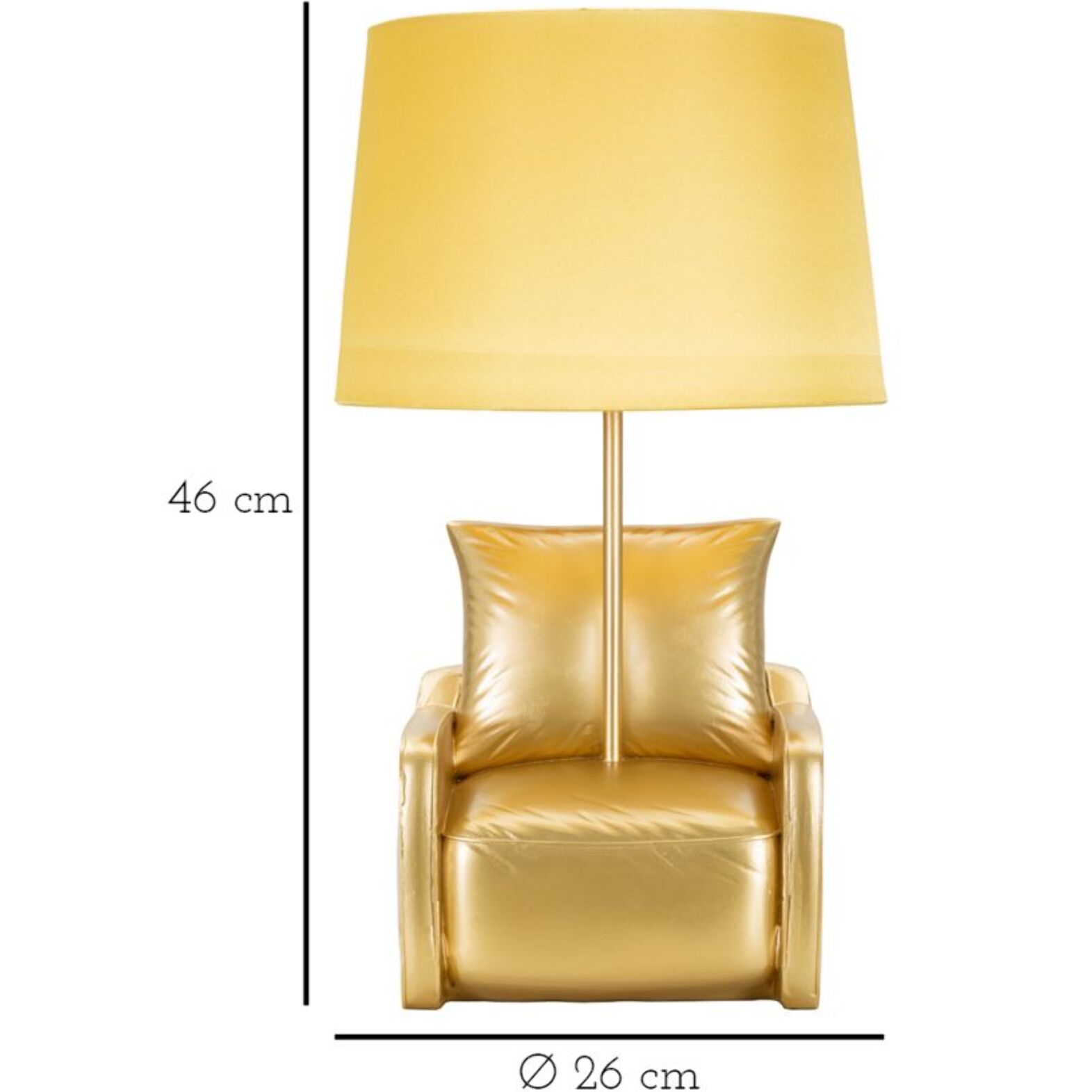 LAMPADA DA COMODINO MIDCENTURY GIALLA CM Ø 26X46