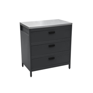 Cuisine d'extérieure en acier noir avec 3 tiroirs L80cm