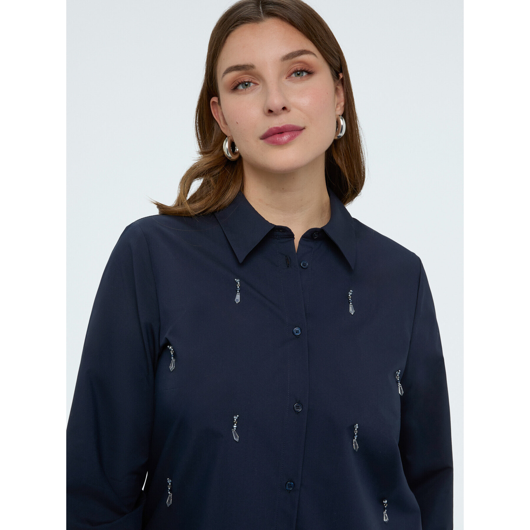 Fiorella Rubino - Camisa con aplicaciones crystal - Azul
