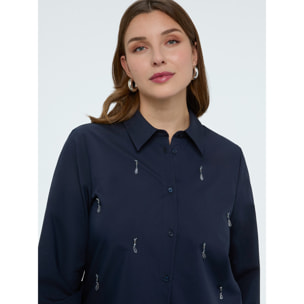 Fiorella Rubino - Camisa con aplicaciones crystal - Azul