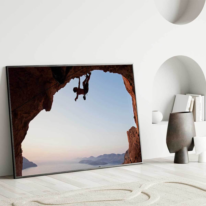 Affiche encadrée escalade en falaise Affiche + cadre en métal - Noir