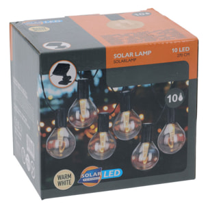 Set de luces led blancas cálidas de fiesta transparentes - panel solar y batería recargable incluida
