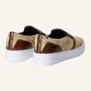 PHILIPP PLEIN Slip On Sneakers Denim Jacquard Monogram