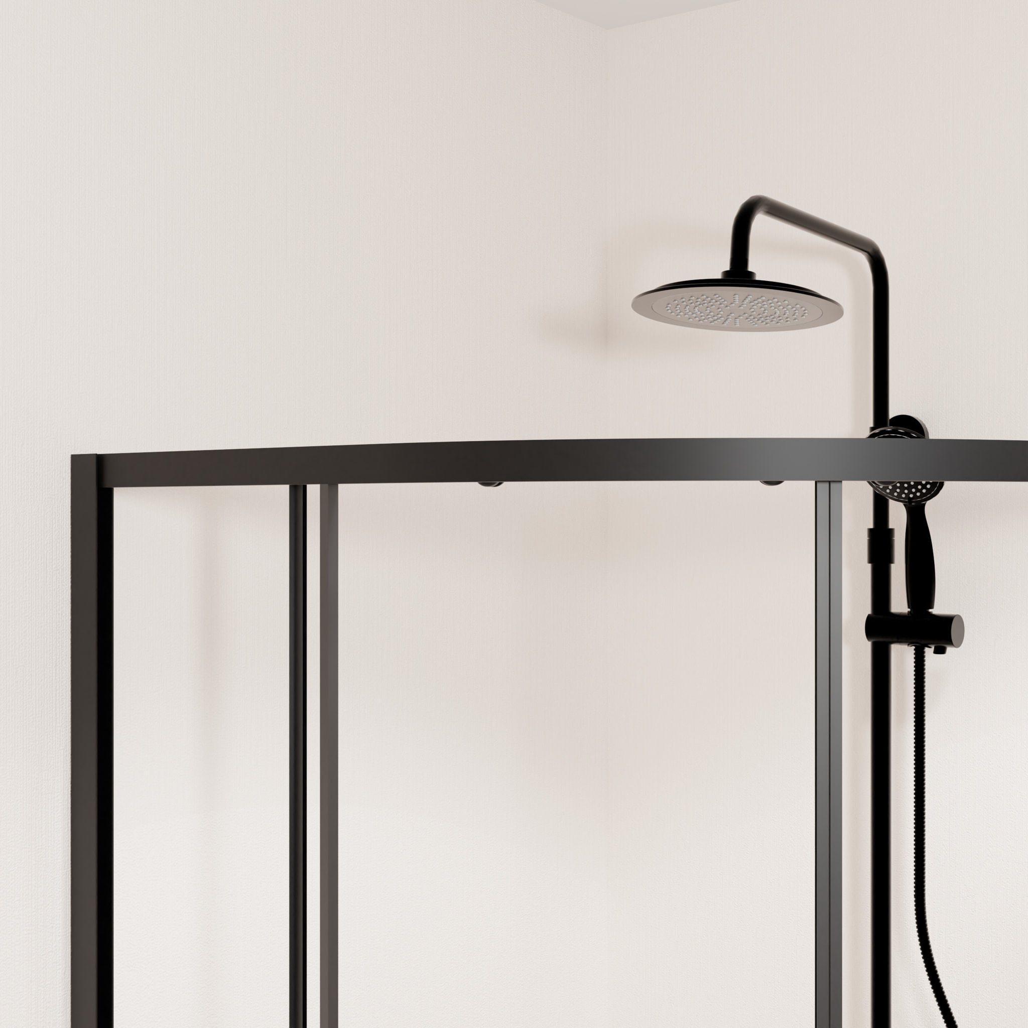 Ensemble portes de douche coulissantes quart de cercle Noir 90x90x185cm - BLACK SLIDE 90