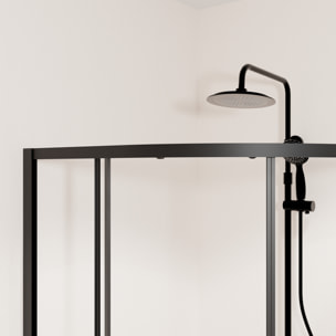 Ensemble portes de douche coulissantes quart de cercle Noir 90x90x185cm - BLACK SLIDE 90