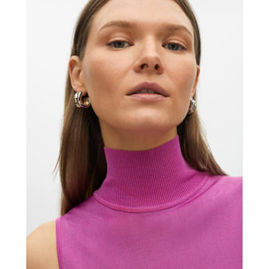 Top senza maniche collo alto in maglia