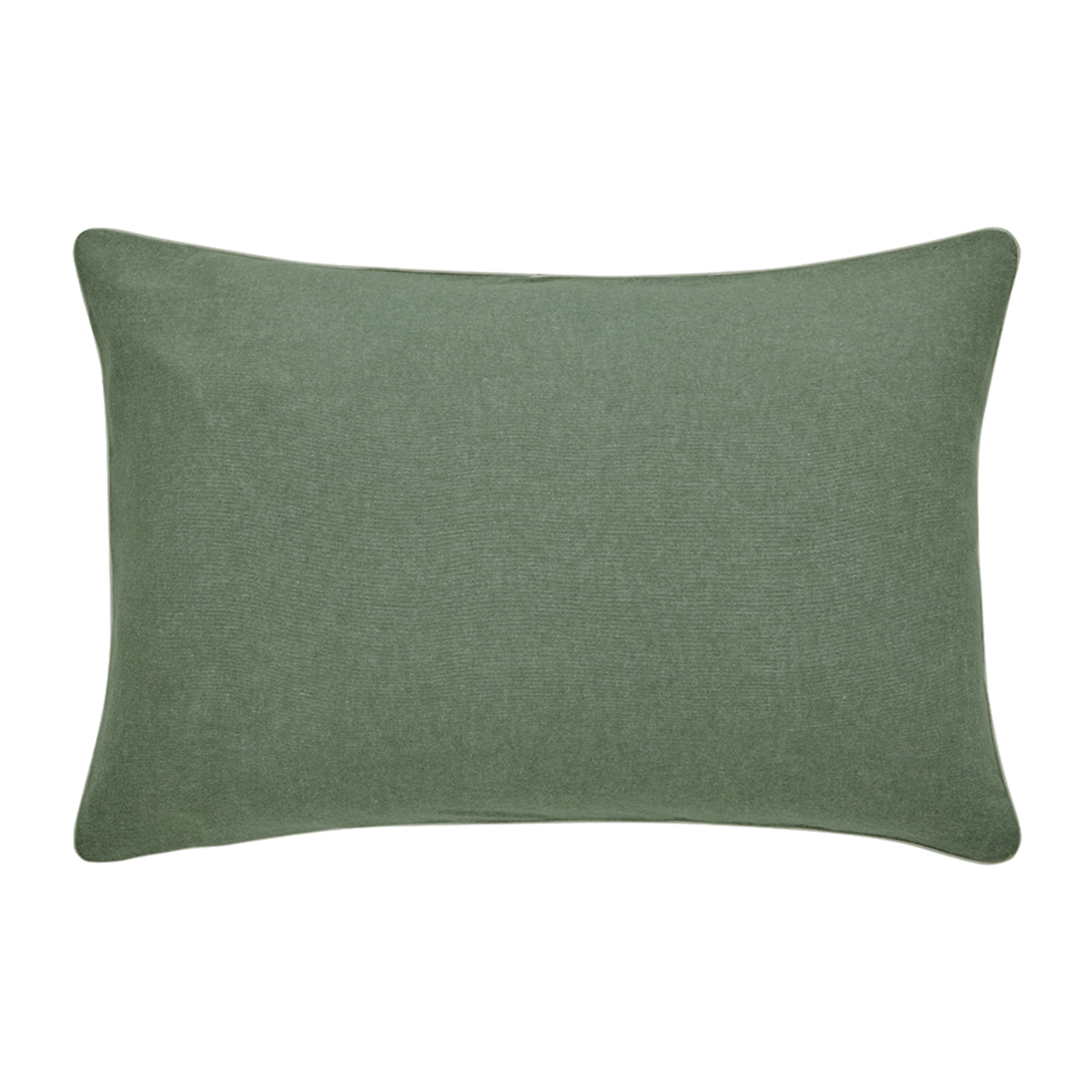 Taie d'oreiller unie en flanelle de coton, FRISSON, Vert Lichen