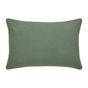Taie d'oreiller unie en flanelle de coton, FRISSON, Vert Lichen