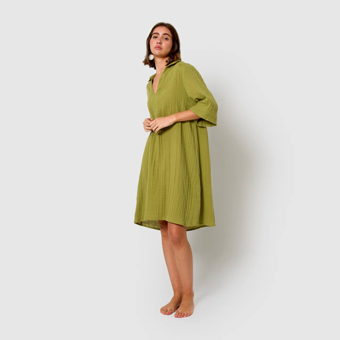 Vestido corto muselina lima