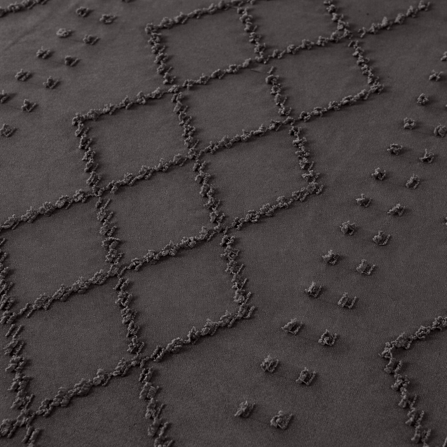 Parure housse de couette tufté 100% microfibre - Gris Magnet CHAGA