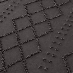 Parure housse de couette tufté 100% microfibre - Gris Magnet CHAGA