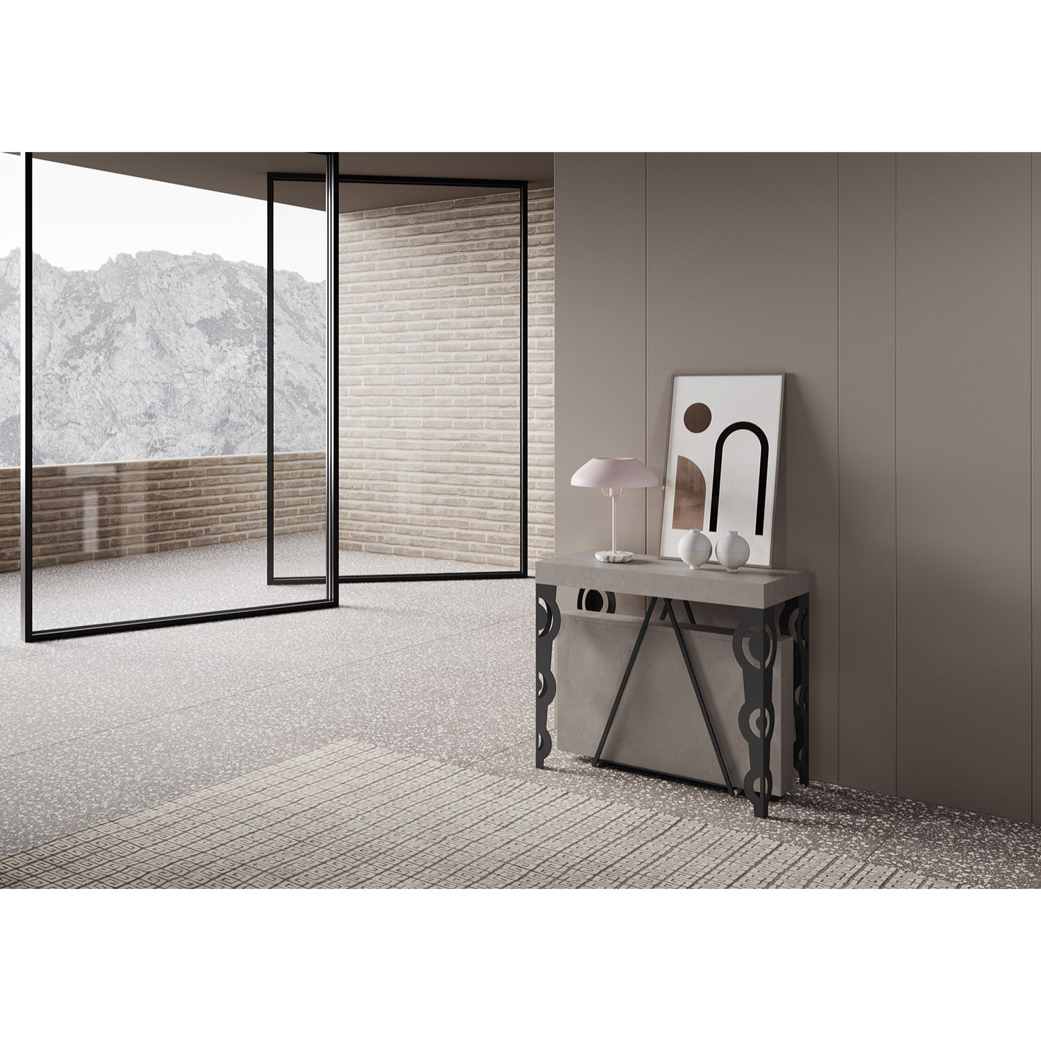 Consolle allungabile 90x40/196 cm Aceres Small cashmere telaio antracite